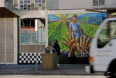 A mural in The Mission -  Seems to be inspired from latin-america, where most people living in The Mission come from
