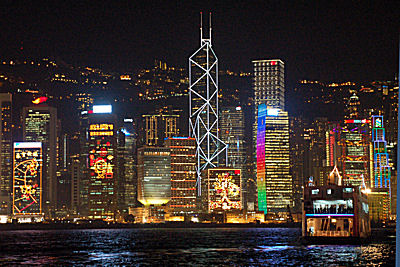 Lysshow over Hong Kong